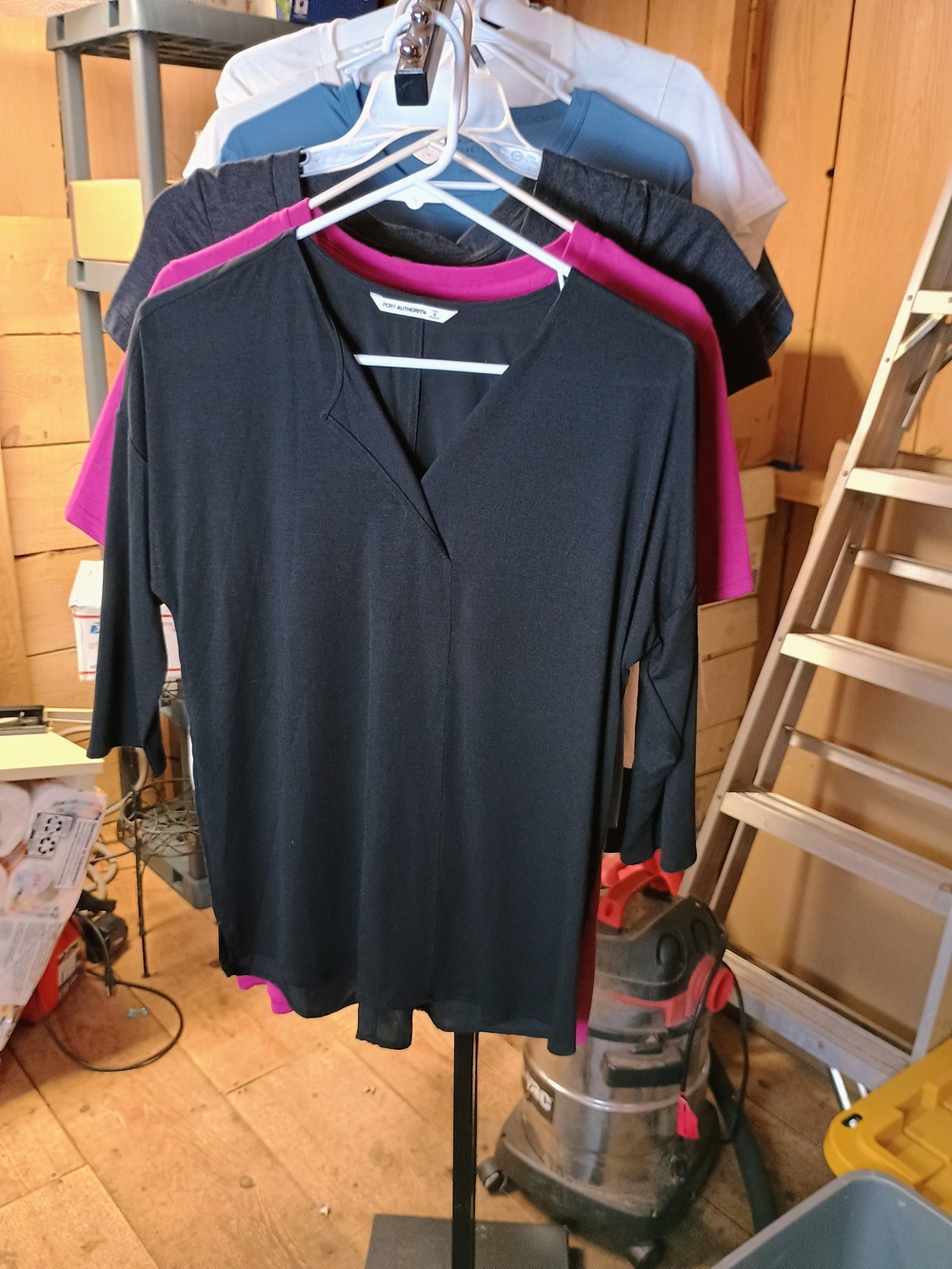 Port Authority Black 3/4 Sleeve V-Notch Tunic Bin 33